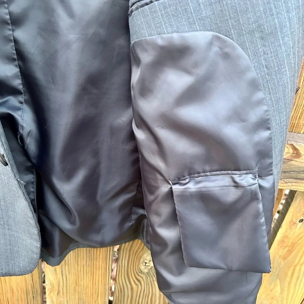 46S Joseph & Feiss Wool Blazer Gray Mens 44 Waist Pinstripes